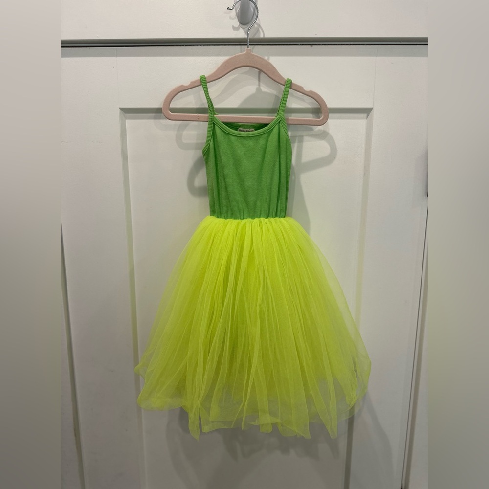 Toddler 2T girls neon green dress and tutu